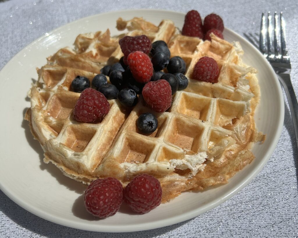 Angel Food Cake Protein Waffles (190 cal, 40g protein)